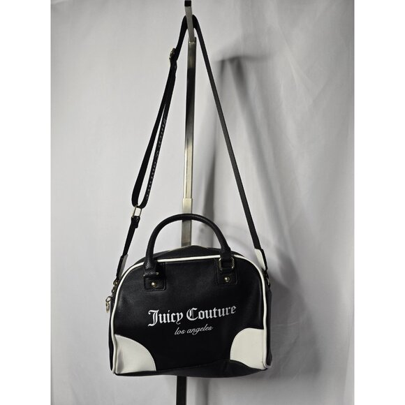 JUICY COUTURE Sports Bowler Top Handle Satchel Black Crossbody Dome- FLAWS - Picture 1 of 12